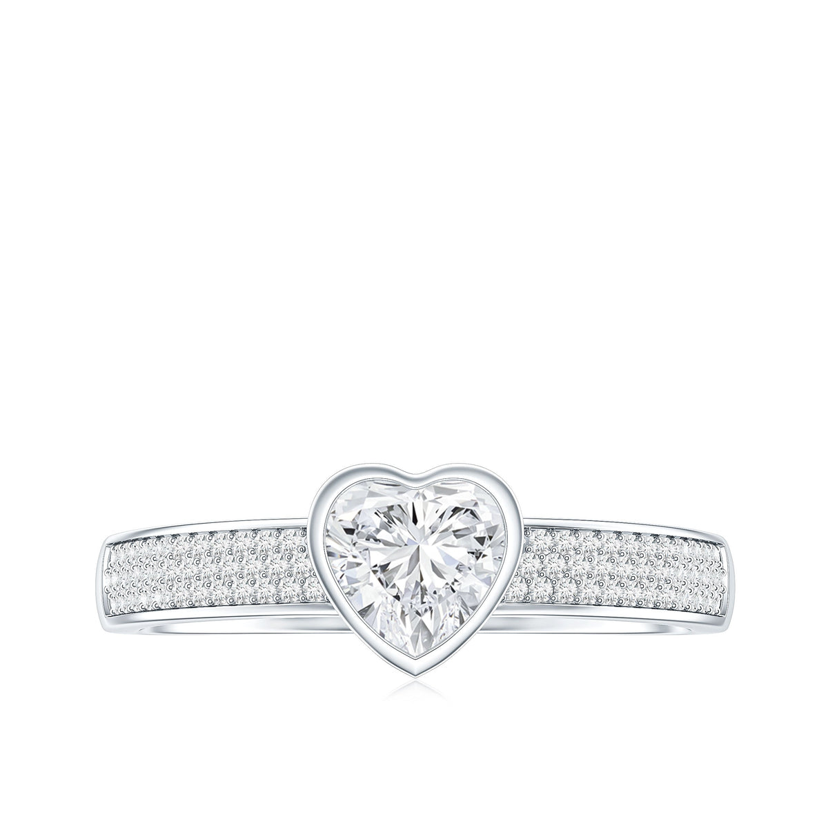 Heart Shape Lab Grown Diamond Solitaire Ring with Side Stones