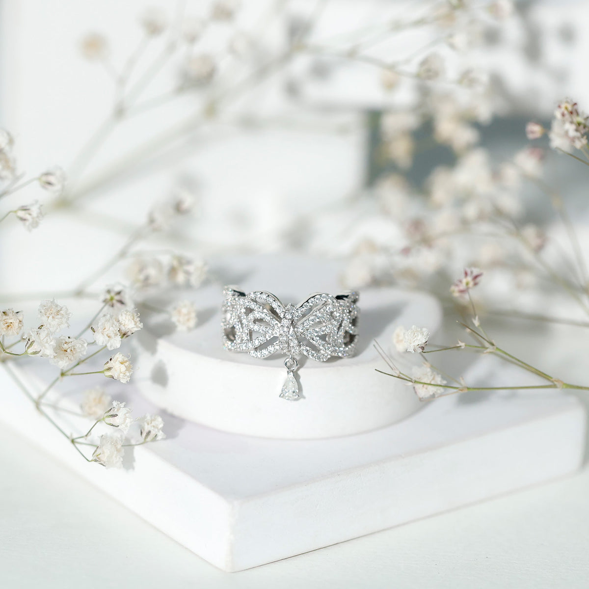 Women's Moissanite Designer Engagement Ring in 14K Gold Plated Silver