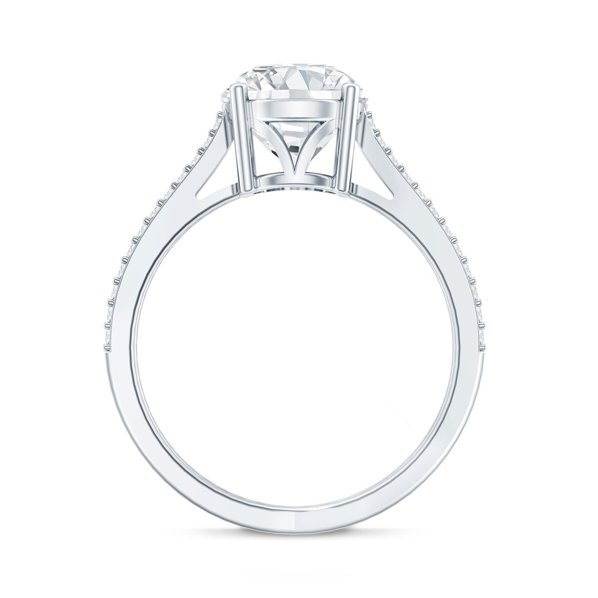 Solitaire Moissanite 2 Carat Engagement Ring with Split Shank