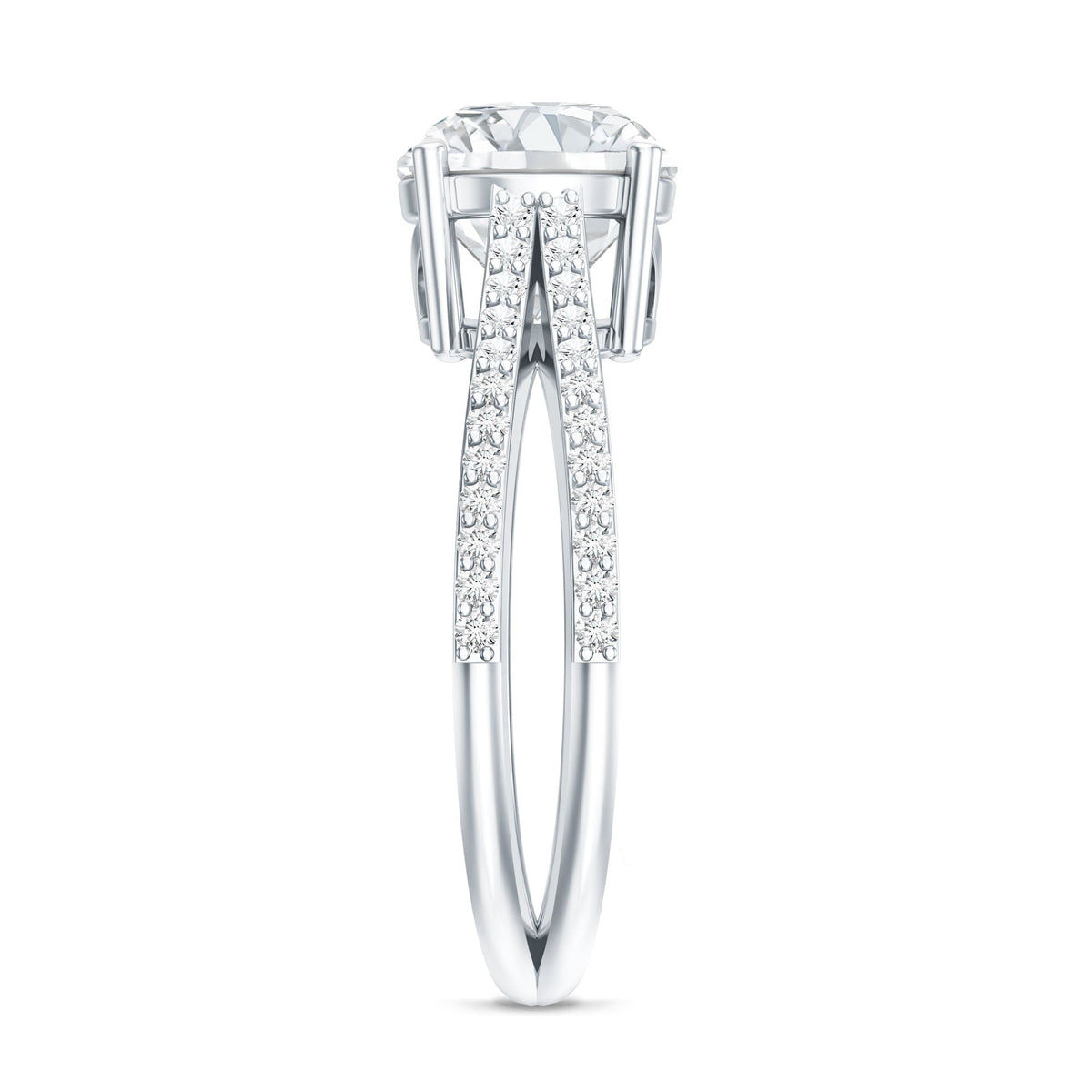 Solitaire Moissanite 2 Carat Engagement Ring with Split Shank