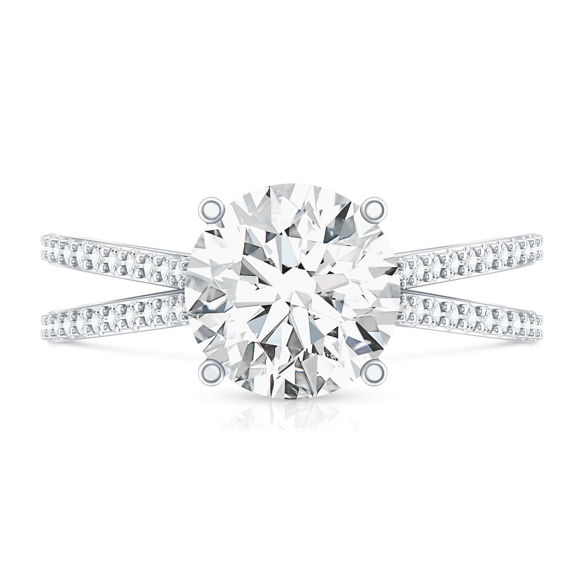 Solitaire Moissanite 2 Carat Engagement Ring with Split Shank
