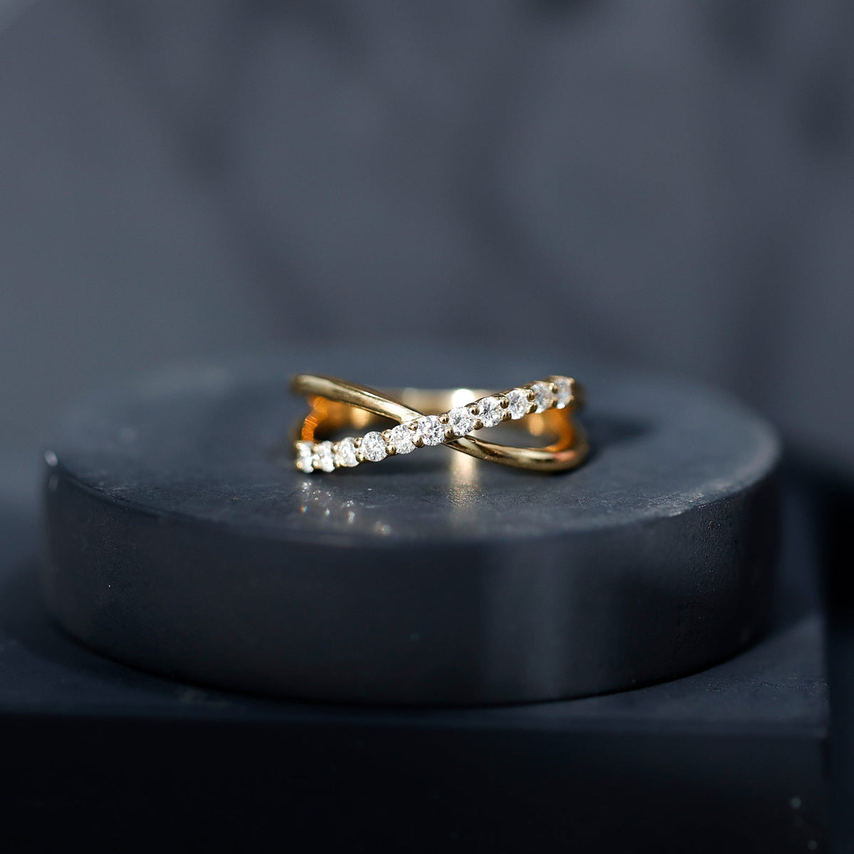 Natural Diamond Crossover Promise Ring