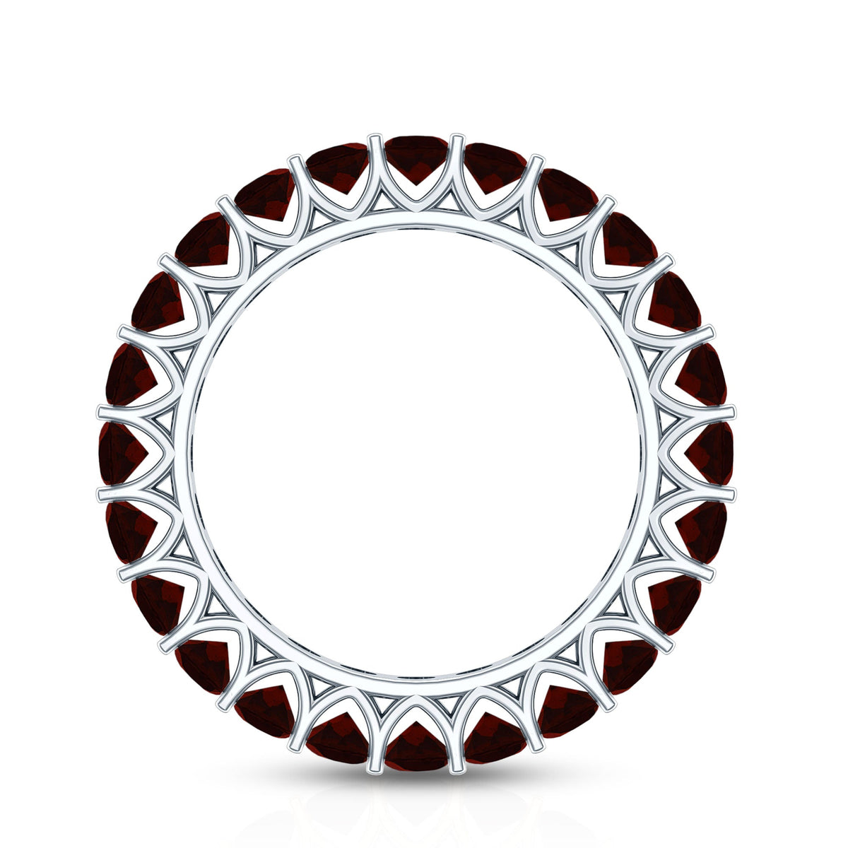 Certified Real Oval Garnet Eternity Ring for Anniversary
