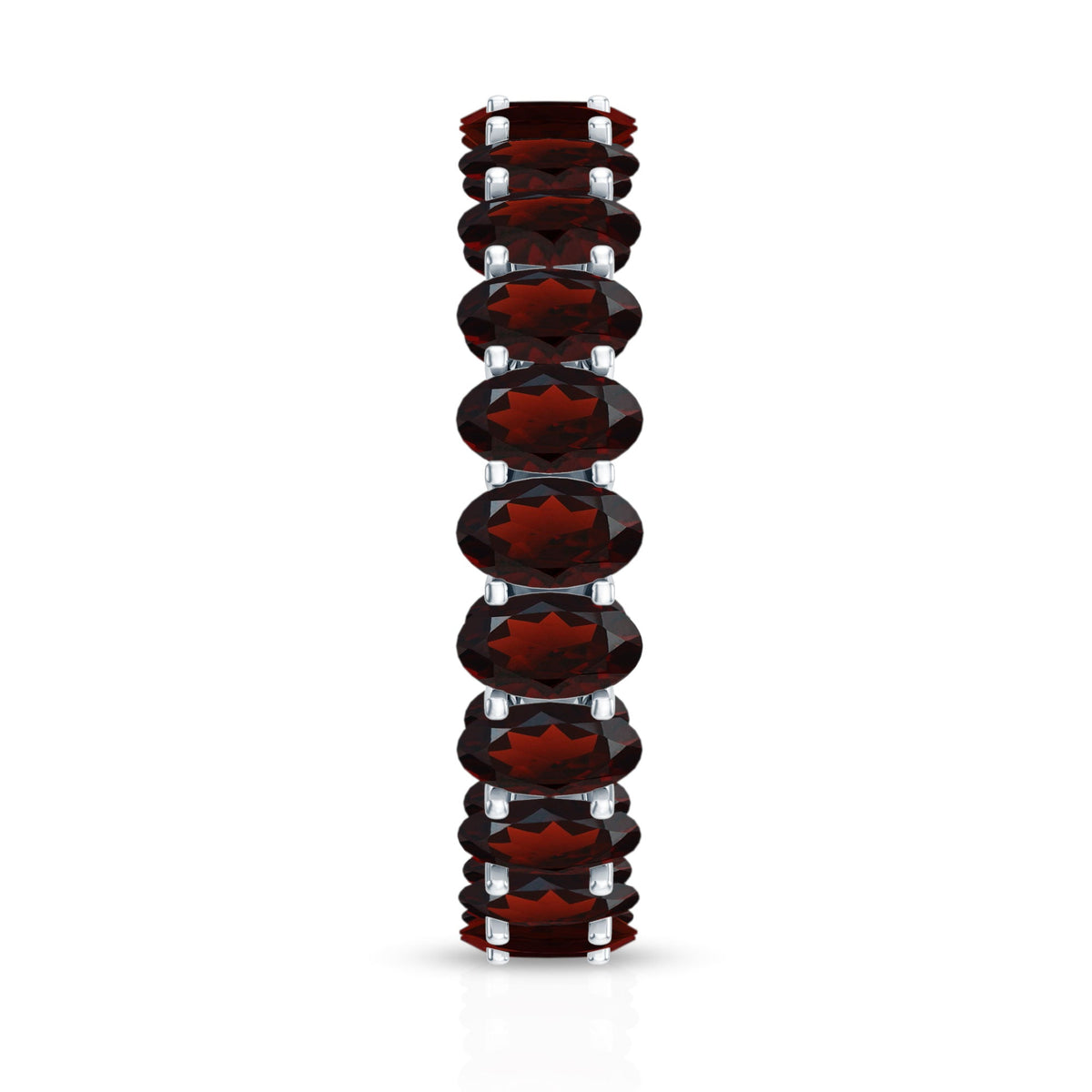 Certified Real Oval Garnet Eternity Ring for Anniversary
