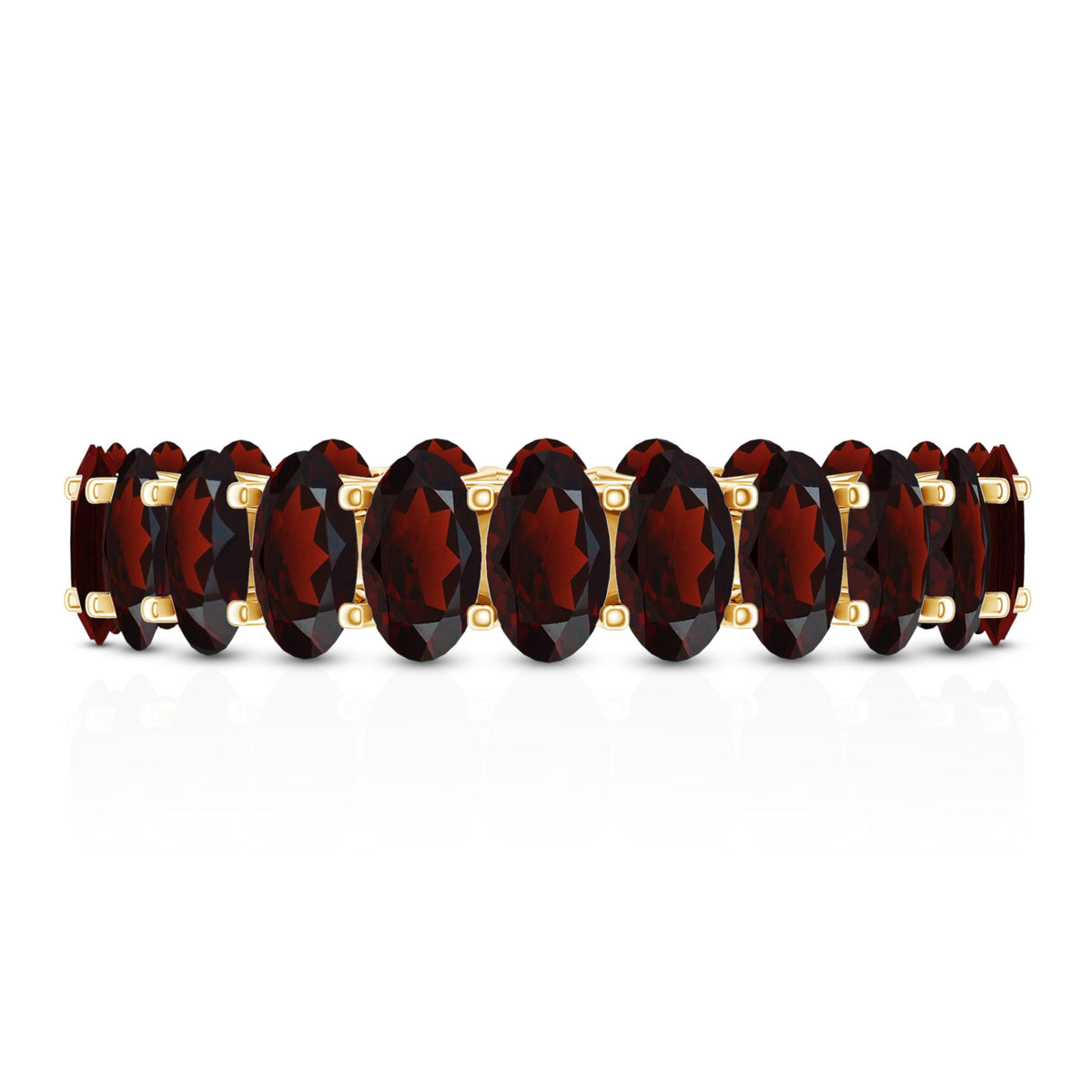 Certified Real Oval Garnet Eternity Ring for Anniversary