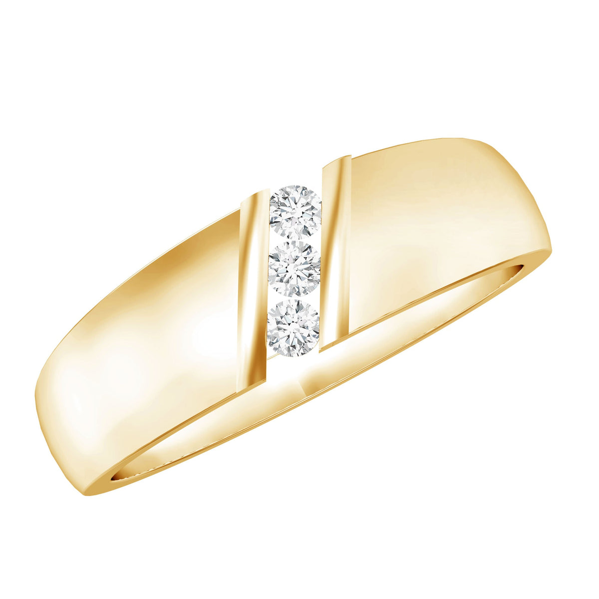 Real Diamond Three Stone Band Ring with Certificate
