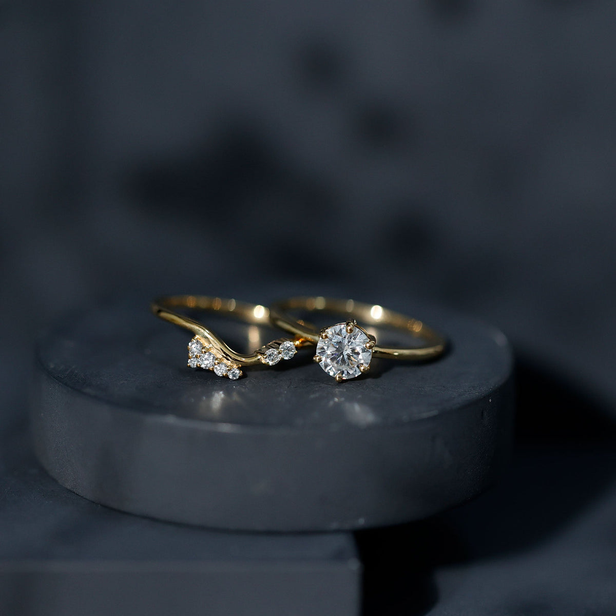 Solitaire Moissanite Wedding Ring Set for Her