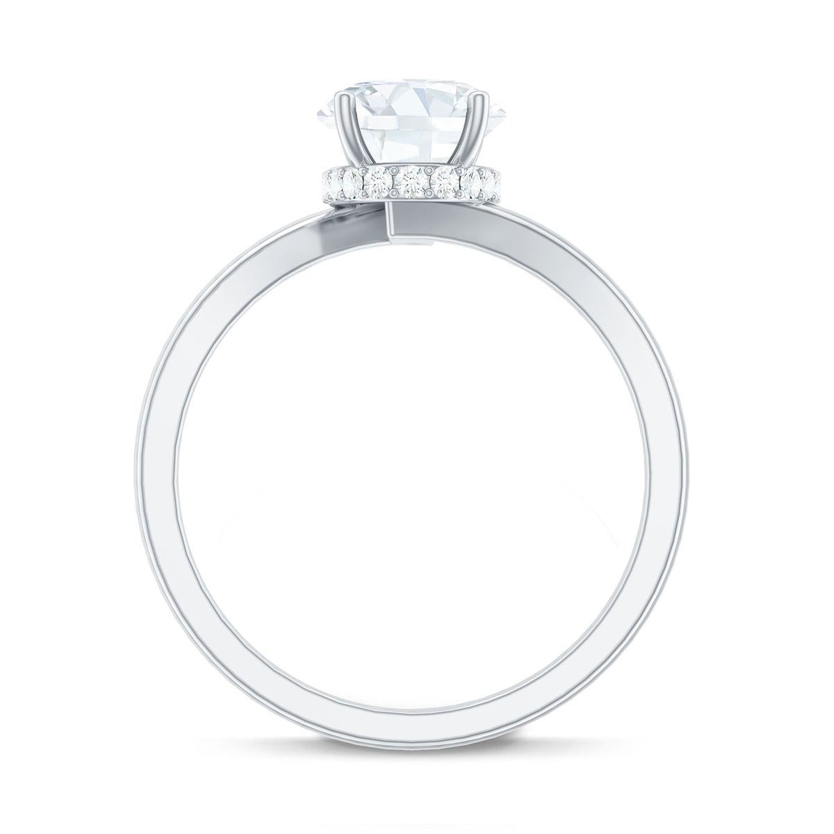 Oval Cut Solitaire Moissanite Bypass Engagement Ring