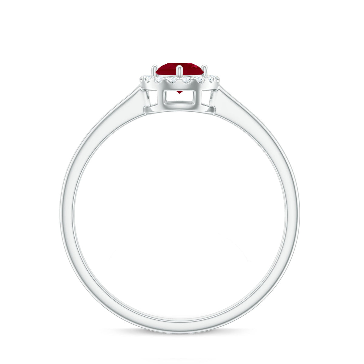 Real Ruby Promise Ring with Diamond Halo