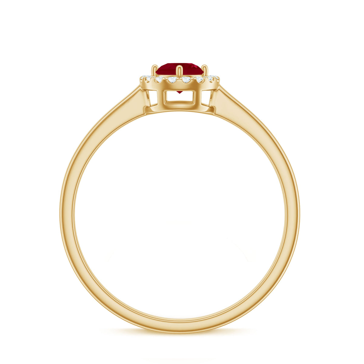 Real Ruby Promise Ring with Diamond Halo