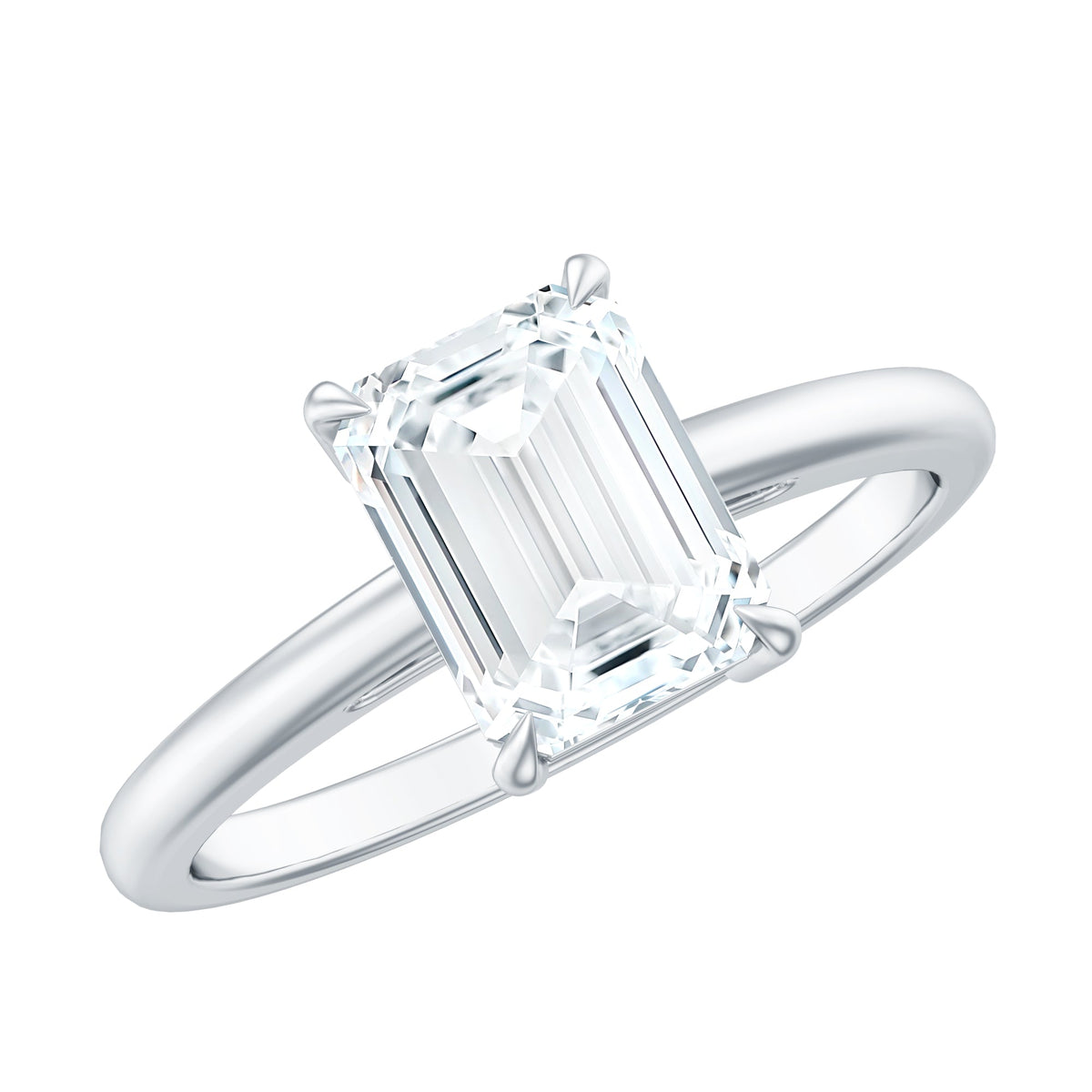 Certified 1.8 Carat Moissanite Emerald Cut Engagement Ring