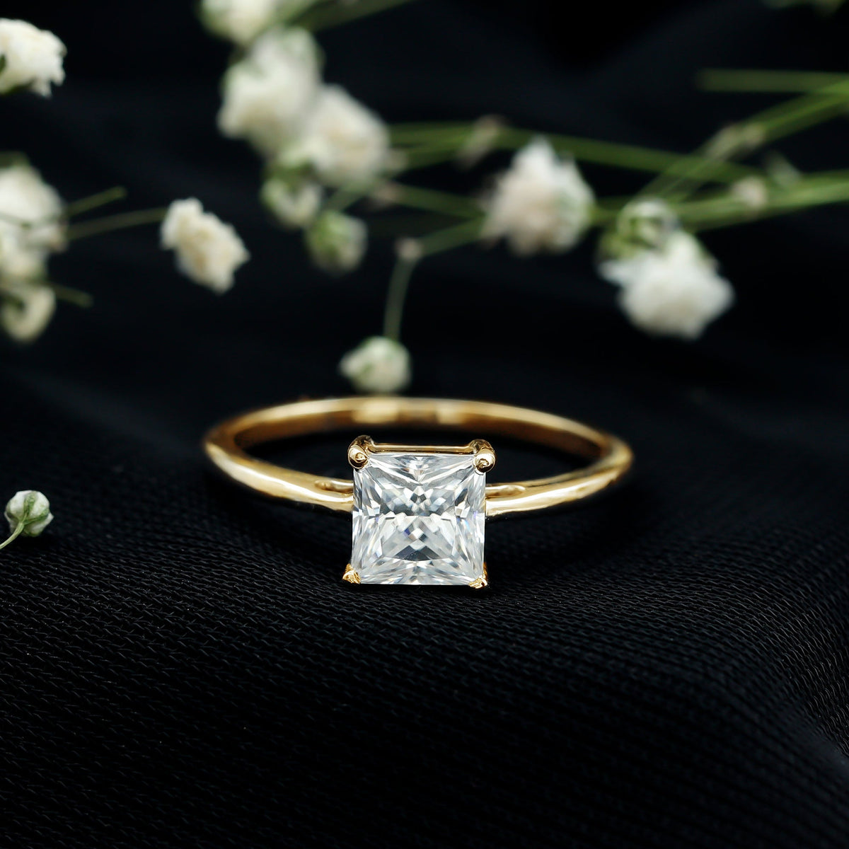 1 CT Princess Cut Moissanite Solitaire Ring for Women