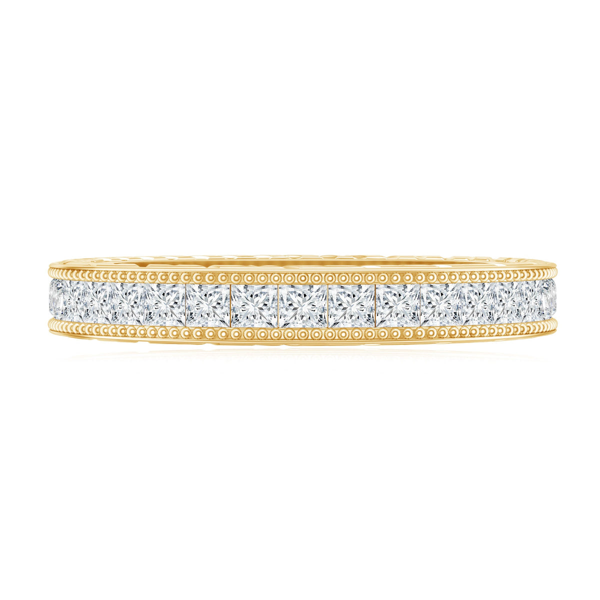 Certified Princess Cut Lab Grown Diamond Eternity Wedding Band