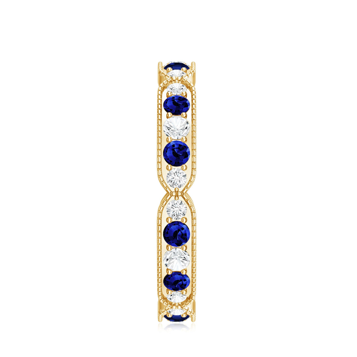 Certified Lab Grown Blue Sapphire Diamond Eternity Ring for Anniversary