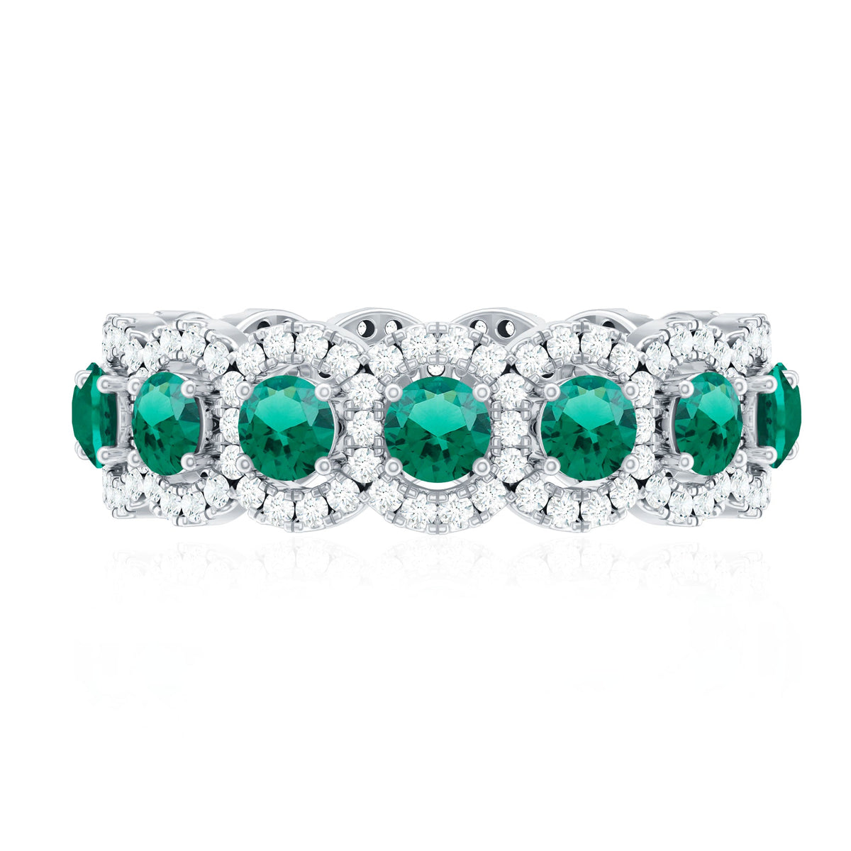 Certified Vintage Style Lab Grown Emerald Wedding Band