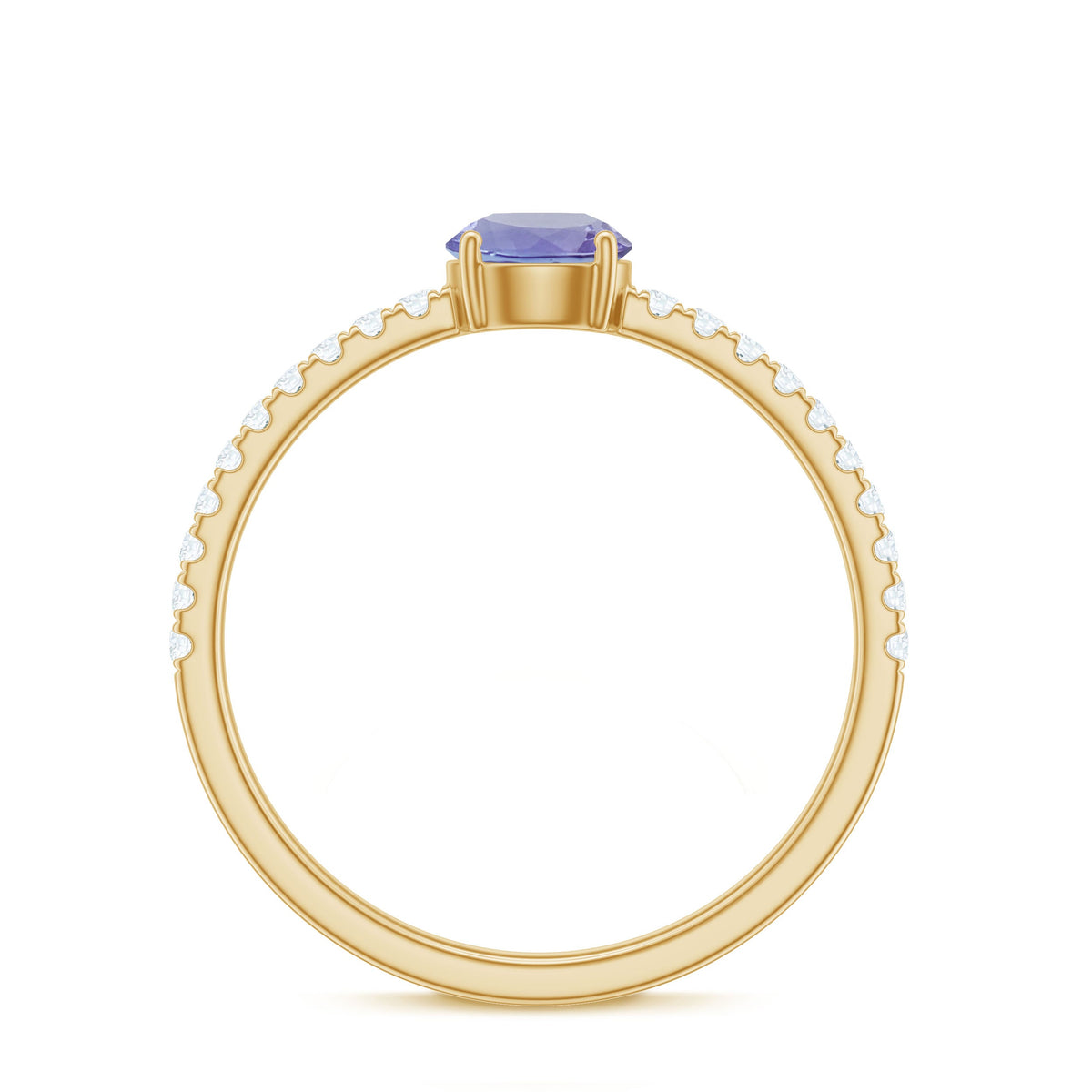 Certified Real Solitaire Tanzanite Promise Ring with Diamond