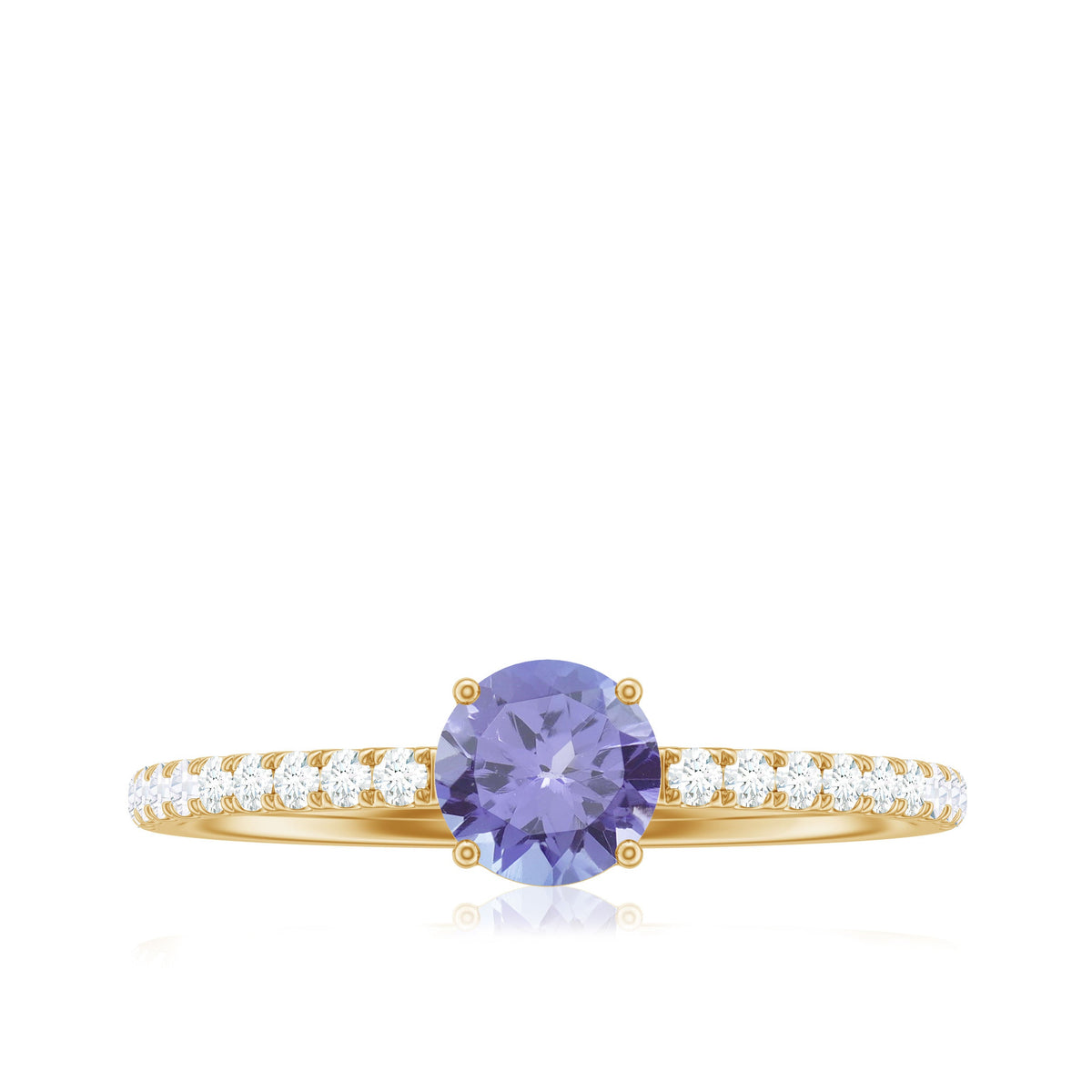 Certified Real Solitaire Tanzanite Promise Ring with Diamond