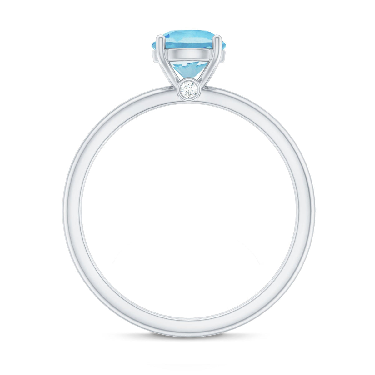 Natural Aquamarine Promise Ring with Surprise Diamond