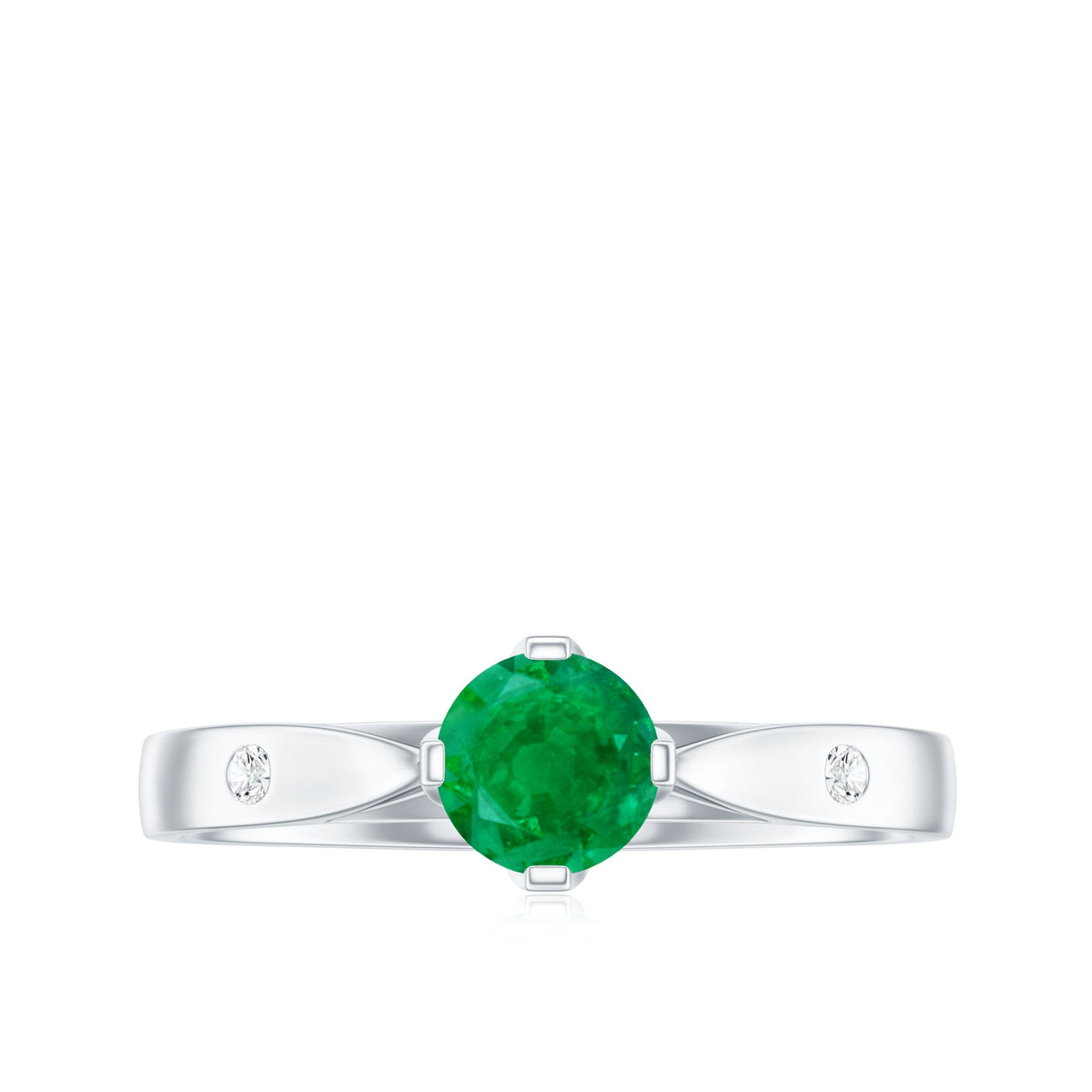 Natural Emerald Diamond Promise Ring with Pinched Shank