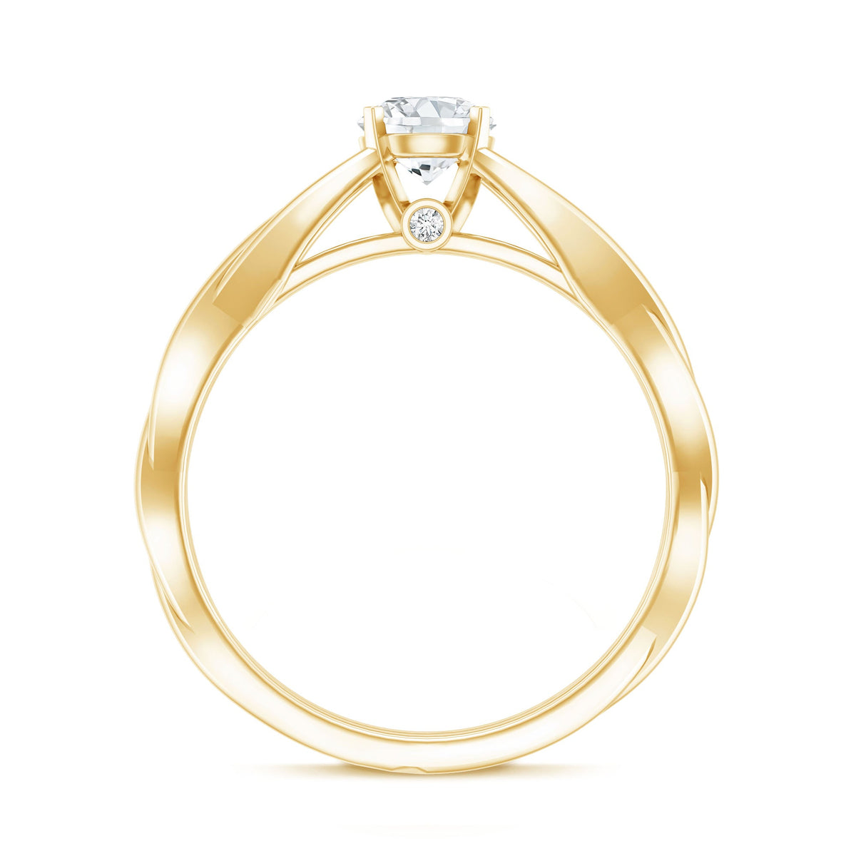 Certified Moissanite Solitaire Engagement Ring in Crossover Shank
