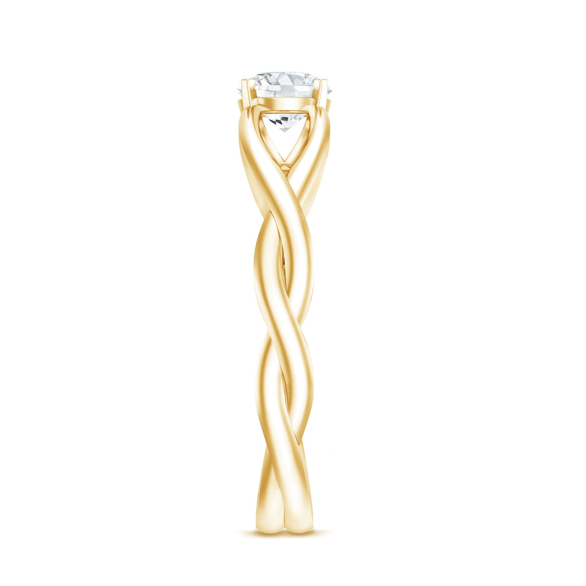 Certified Moissanite Solitaire Engagement Ring in Crossover Shank