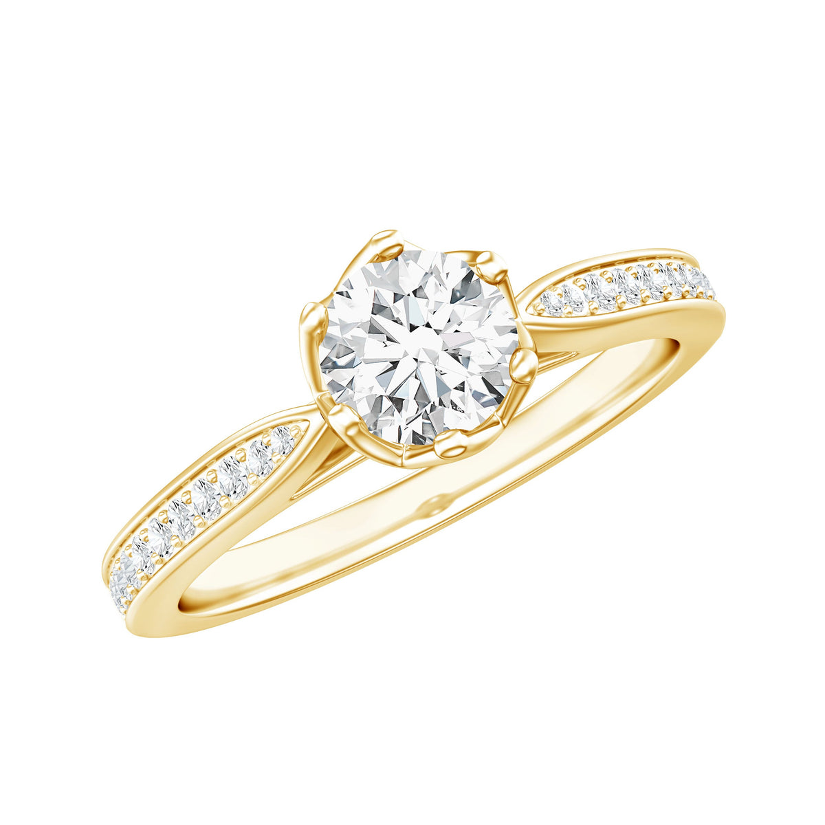 Lotus Basket Set Moissanite Solitaire Engagement Ring for Women