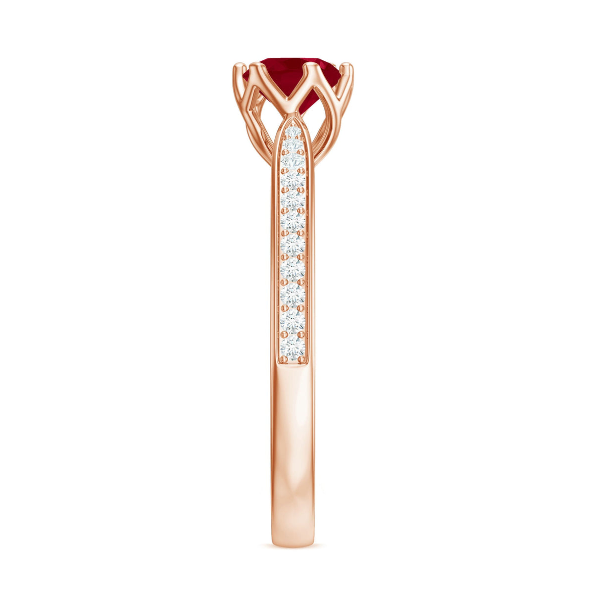 Real 0.6 Carat Ruby Engagement Ring with Diamond for Women