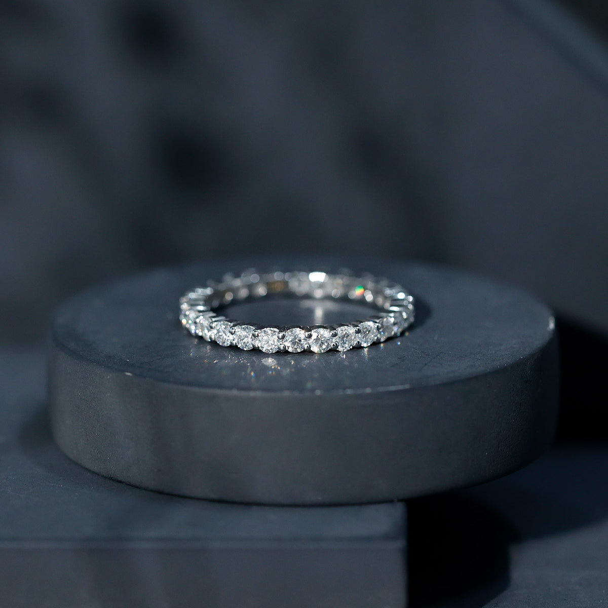Prong Set Moissanite Eternity Wedding Band Ring for Women
