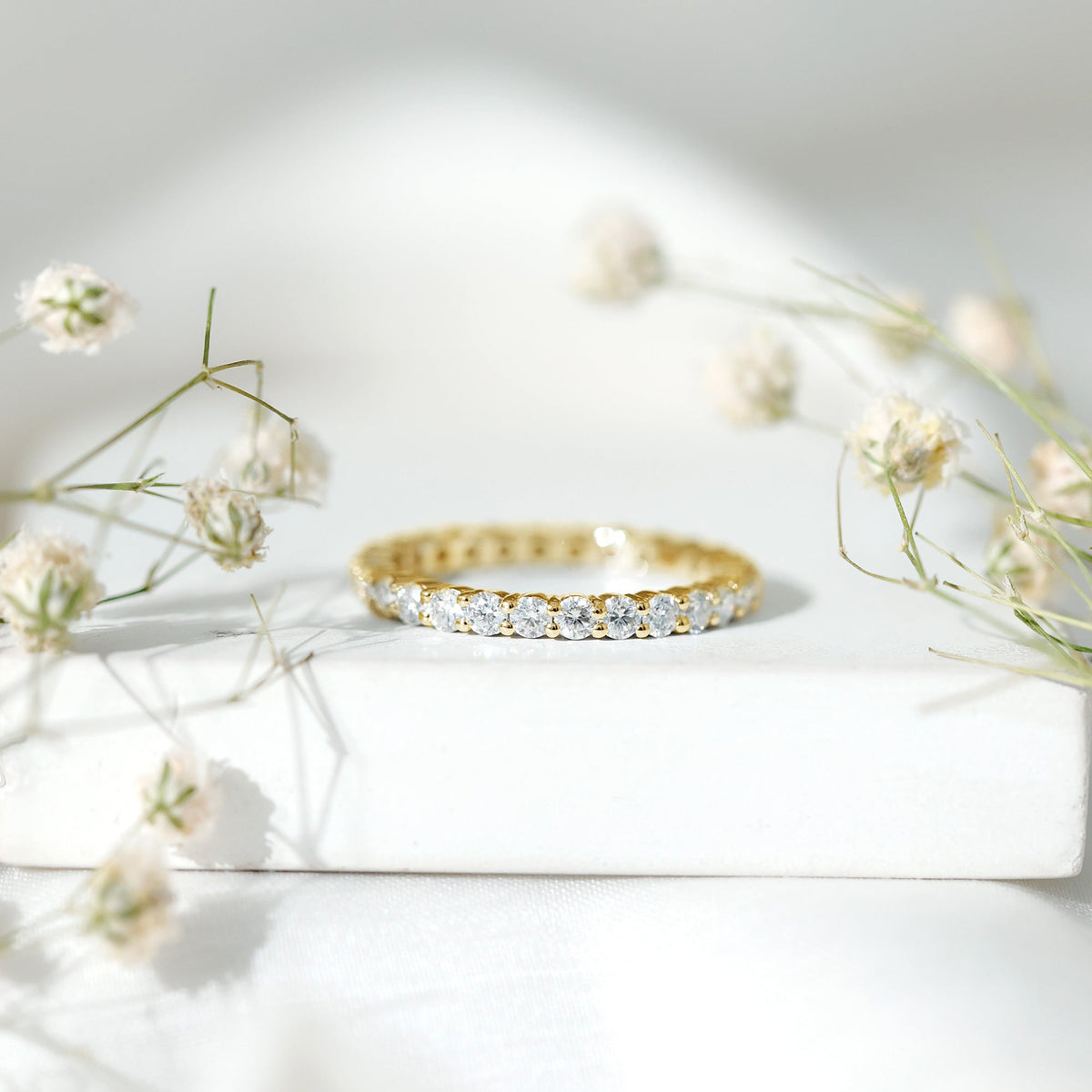 Prong Set Moissanite Eternity Wedding Band Ring for Women