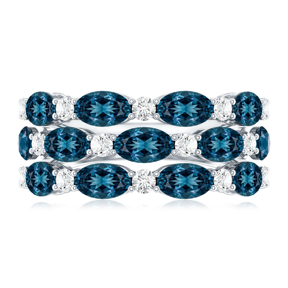 Natural London Blue Topaz and Diamond Statement Ring