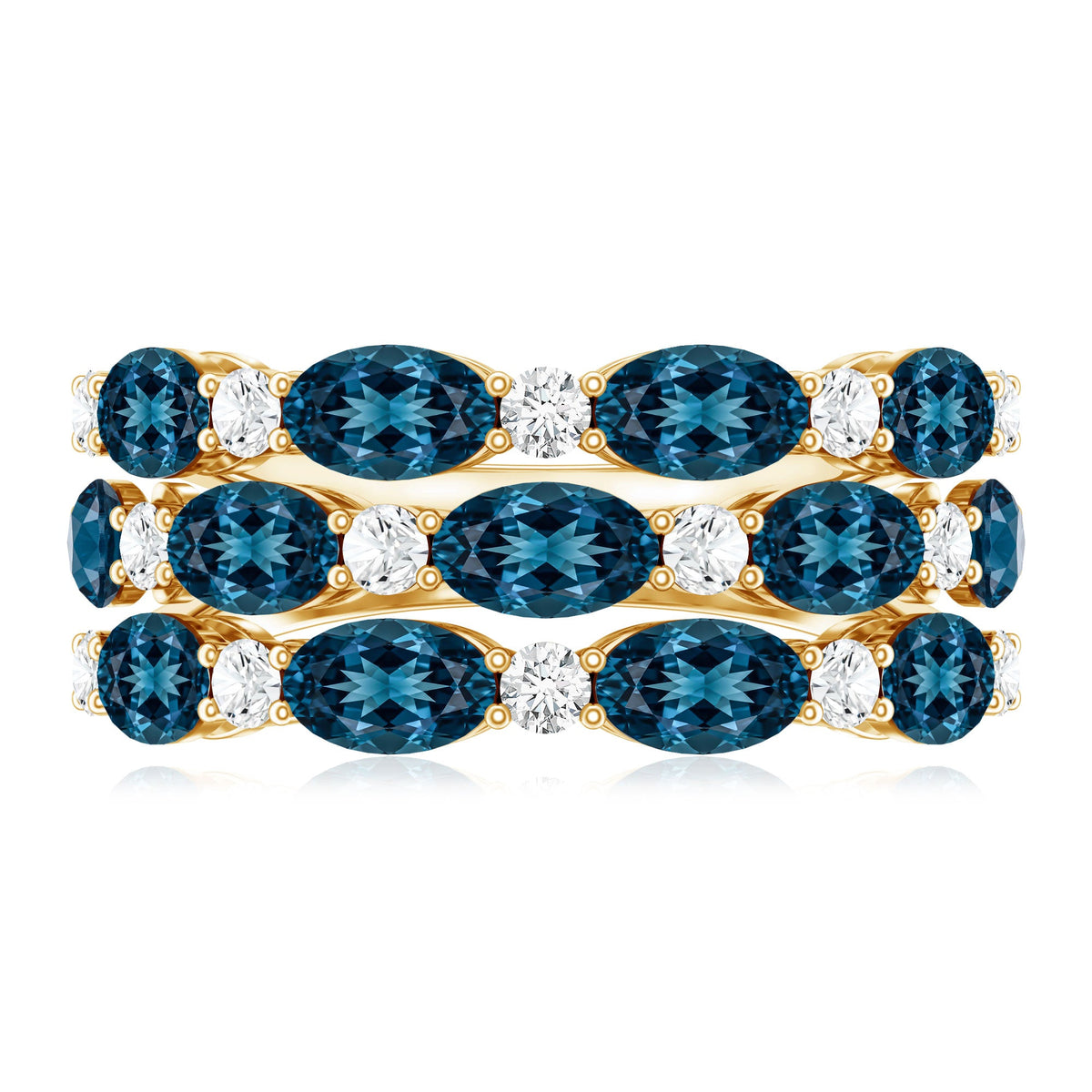 Natural London Blue Topaz and Diamond Statement Ring