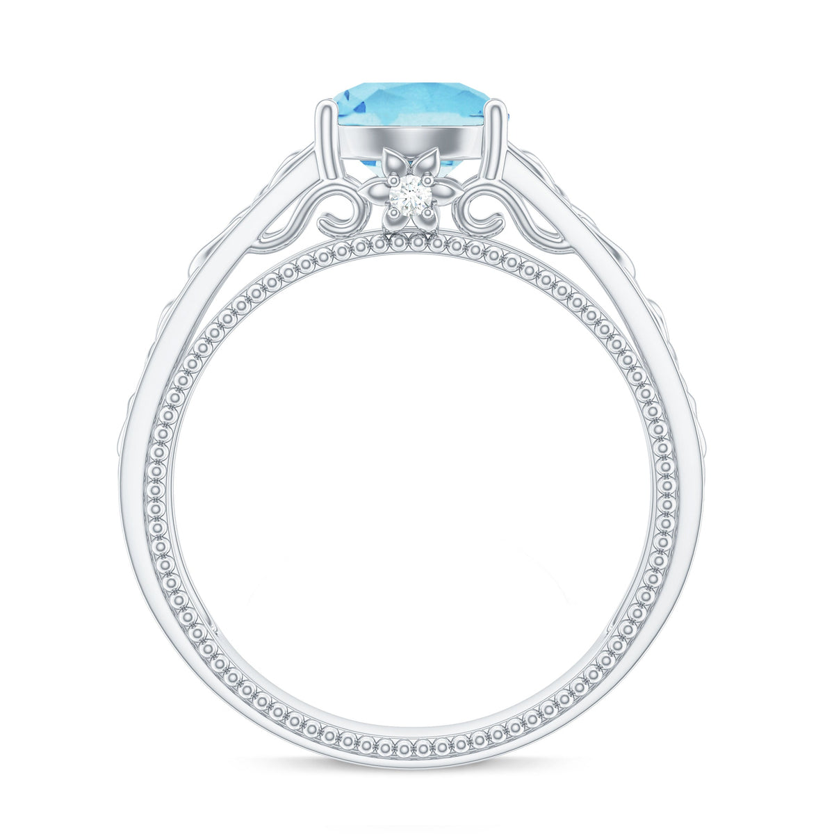Vintage Looking Aquamarine Engagement Ring with Diamond