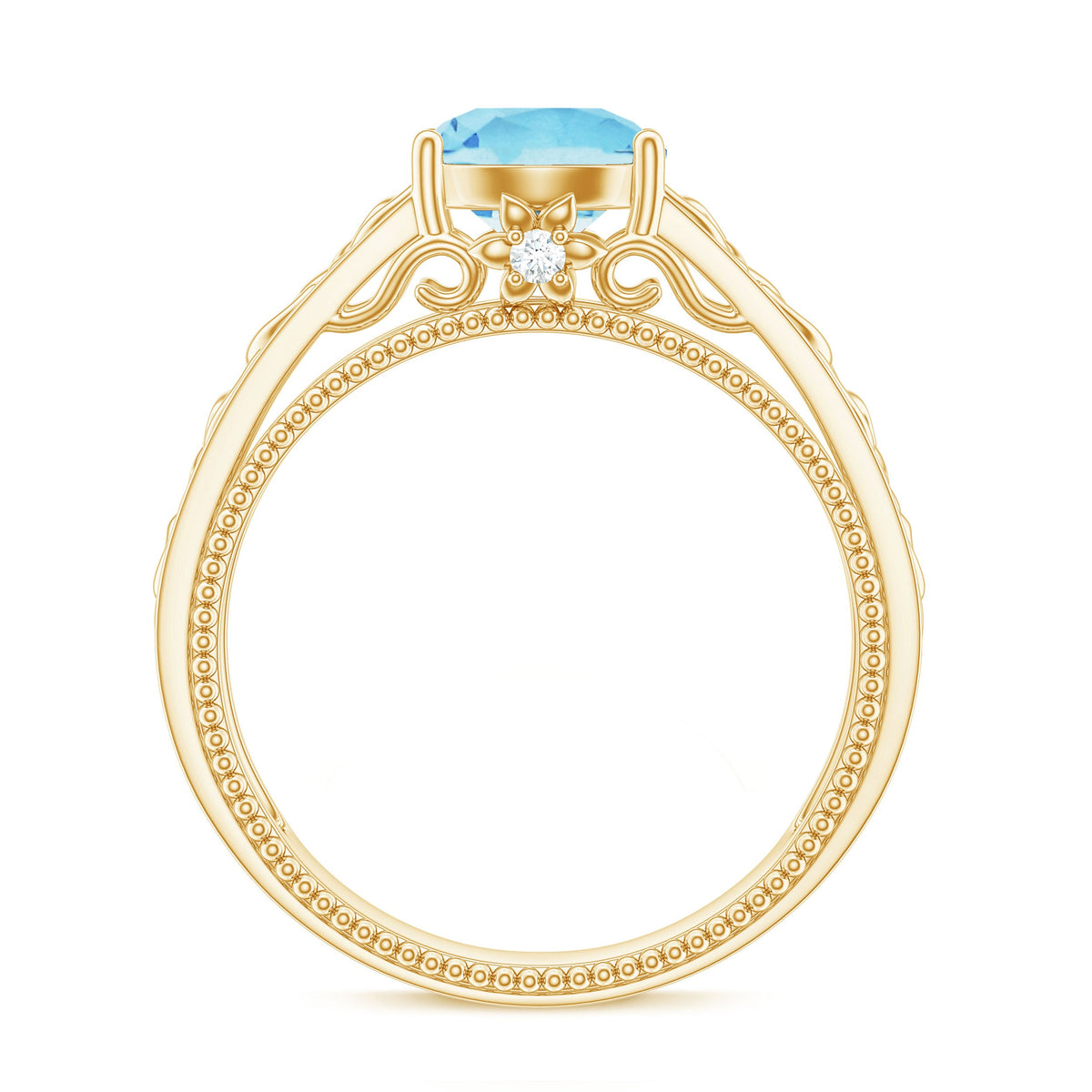 Vintage Looking Aquamarine Engagement Ring with Diamond