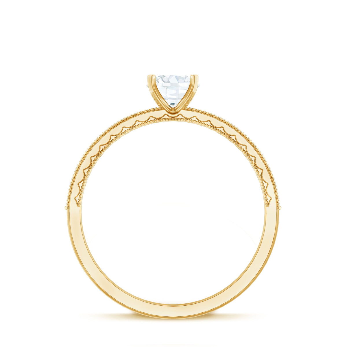 0.5 Carat  Moissanite Solitaire Engagement Ring with Milgrain