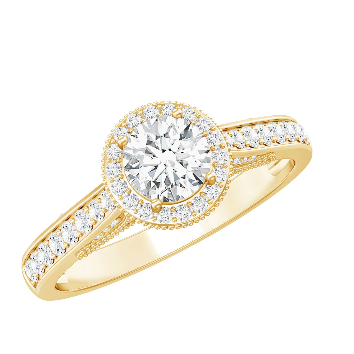 Certified Round Moissanite Halo Engagement Ring for Women