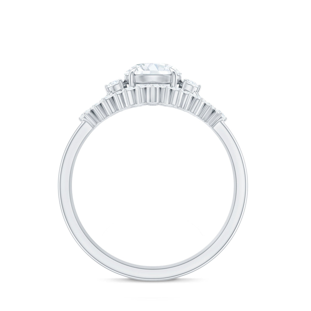 0.9 Carat Vintage Inspired Moissanite 3 Piece Wedding Ring Sets