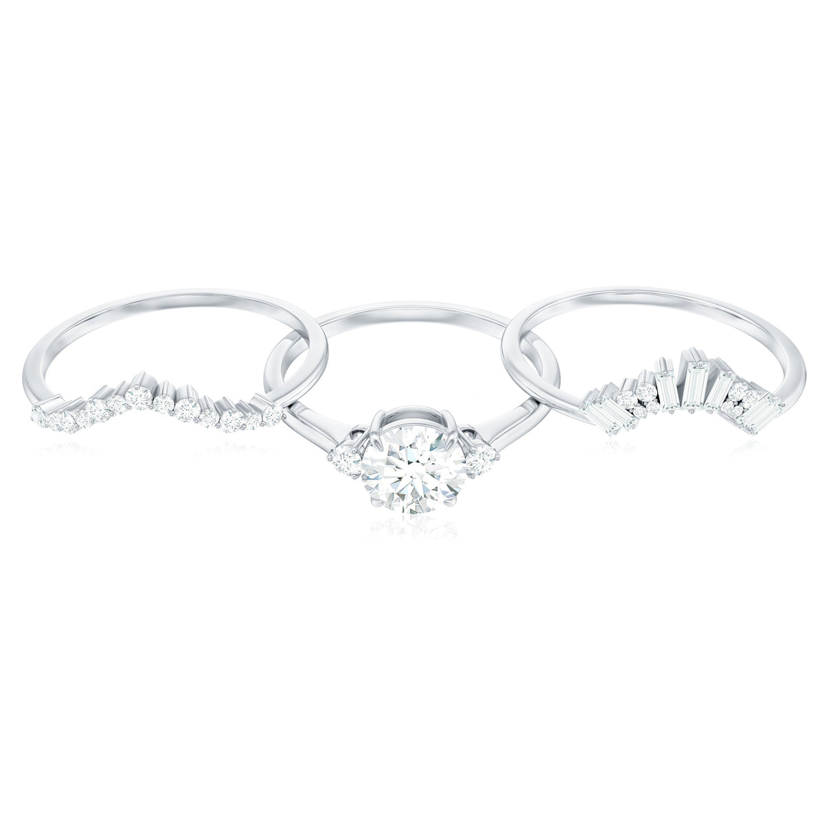 0.9 Carat Vintage Inspired Moissanite 3 Piece Wedding Ring Sets