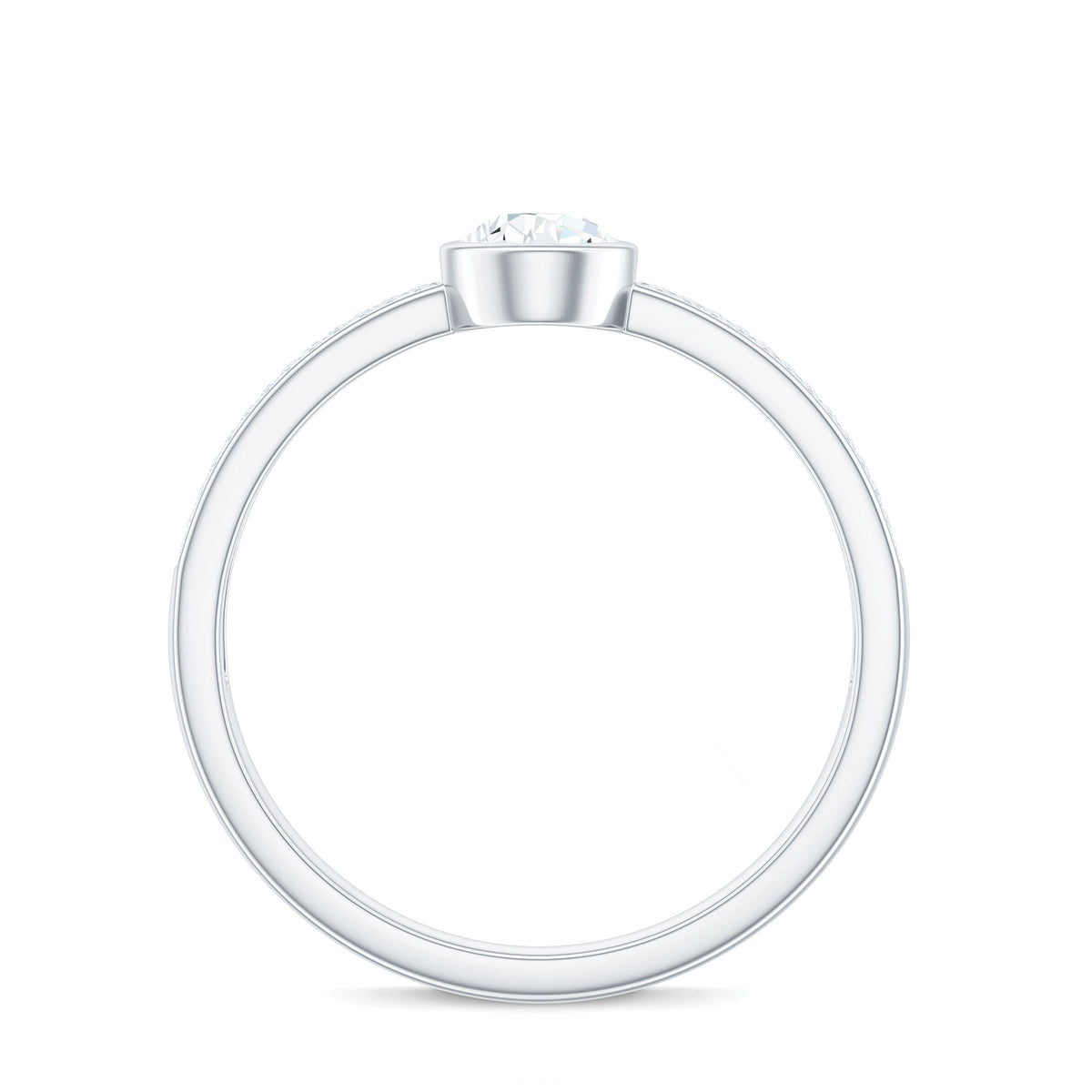 Pear Cut Moissanite Bezel Set Engagement Ring With Side Stones