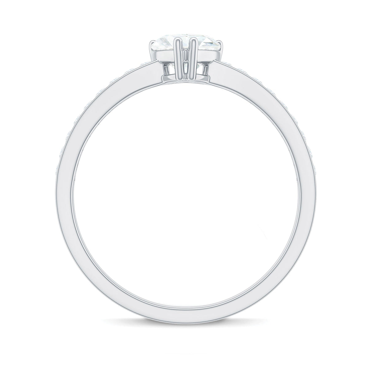 Solitaire Moissanite Heart Promise Ring with Side Stones