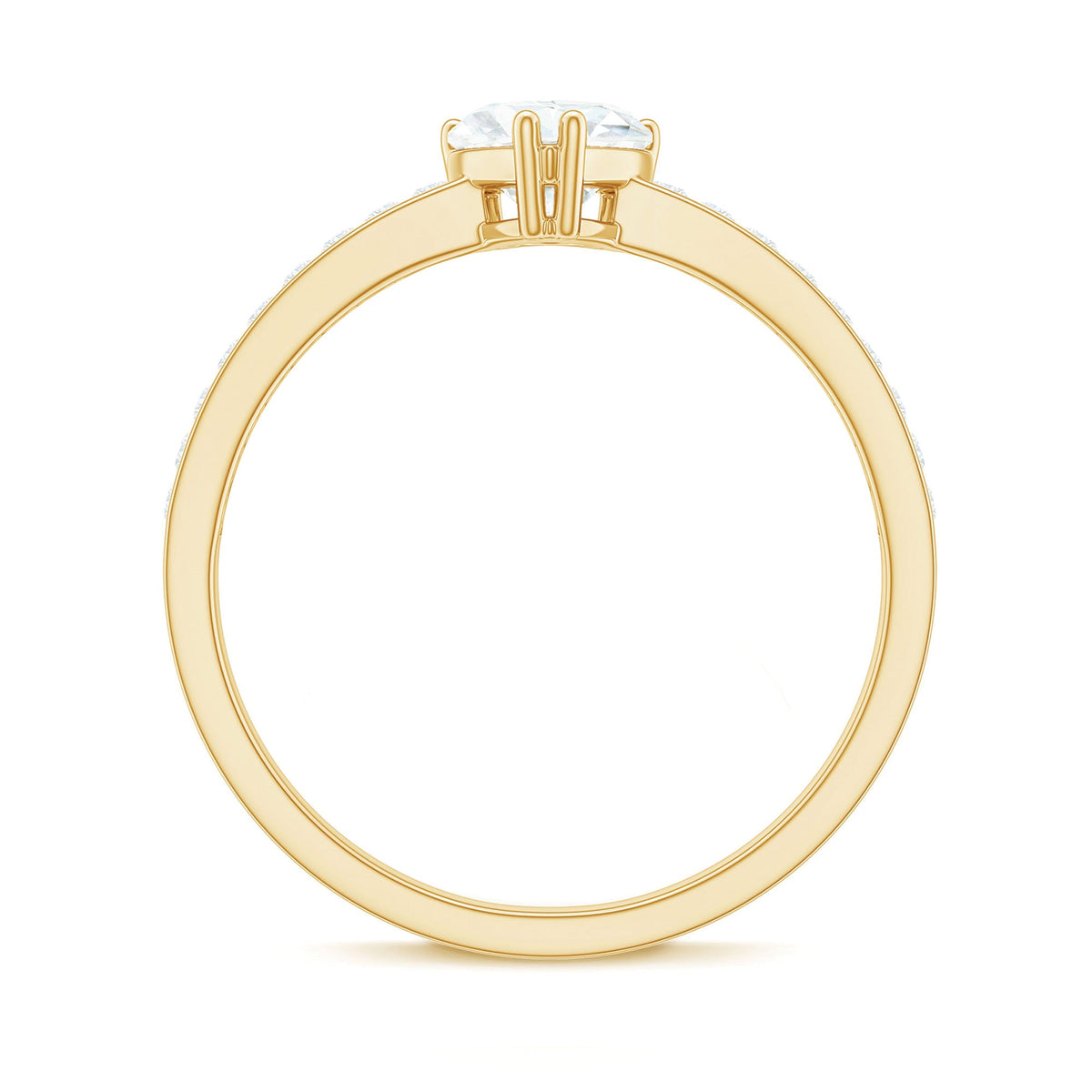 Solitaire Moissanite Heart Promise Ring with Side Stones