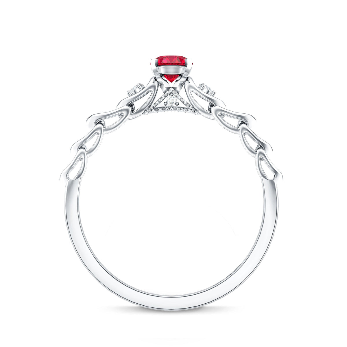 Lab Grown Ruby Designer Promise Ring with Diamond