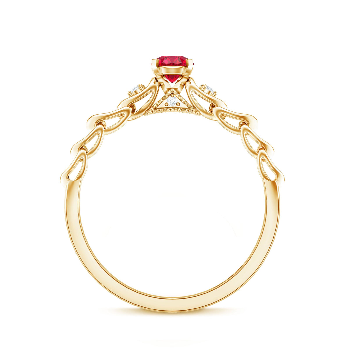 Lab Grown Ruby Designer Promise Ring with Diamond
