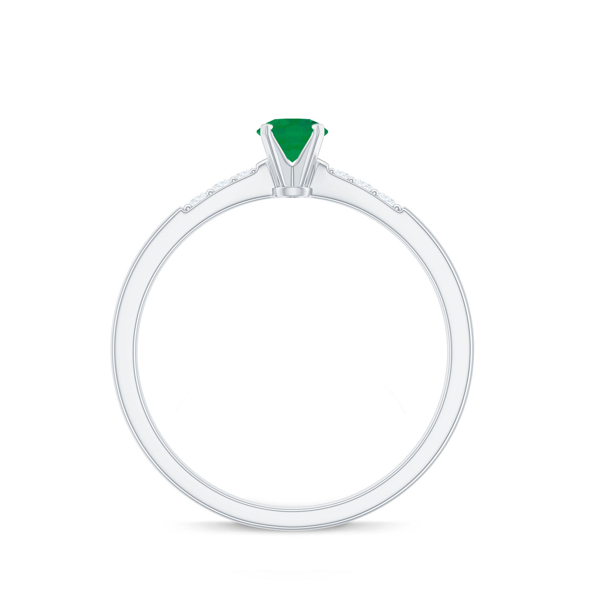 Natural Half Carat Emerald Promise Ring with Diamond