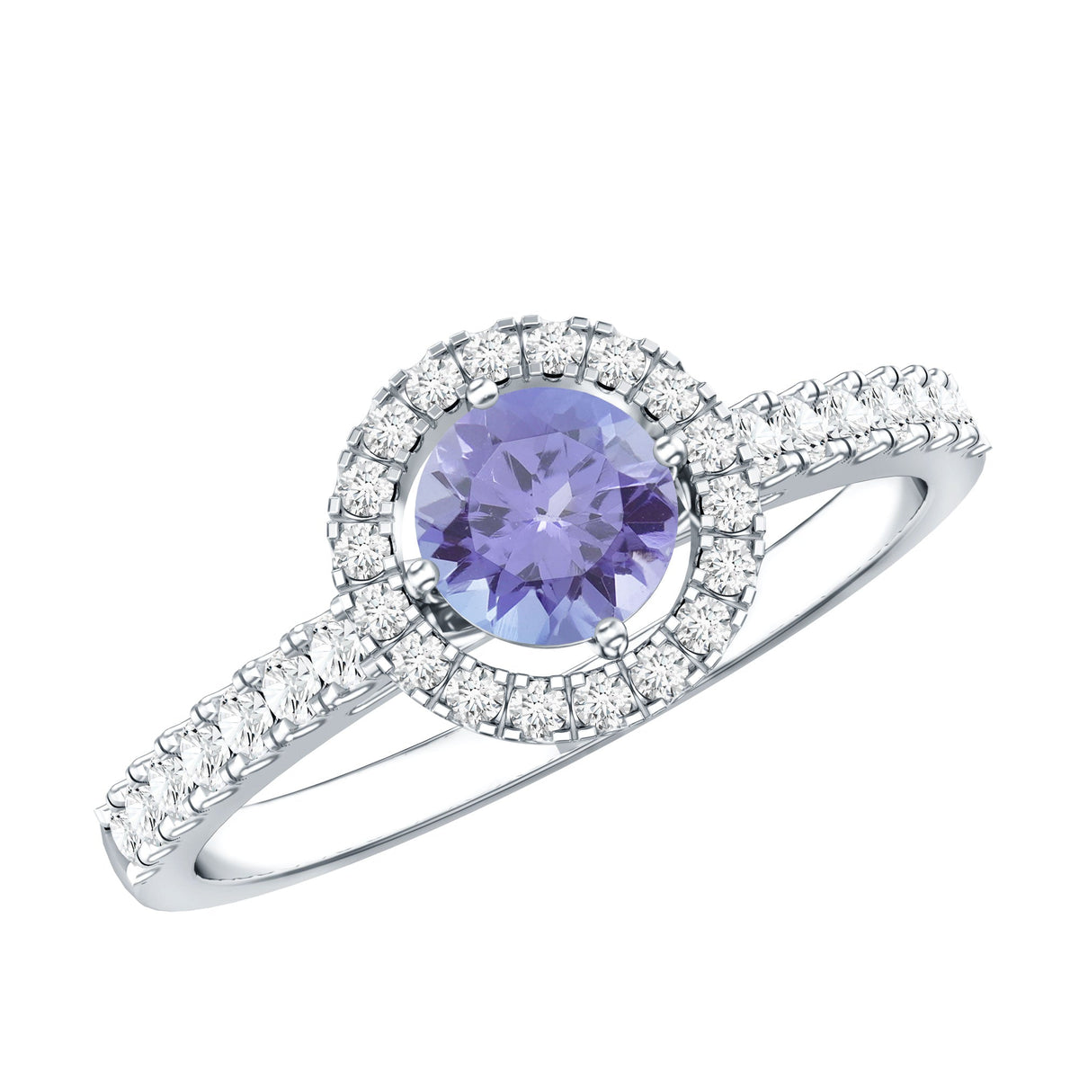 Natural Tanzanite and Diamond Promise Ring for Engagement