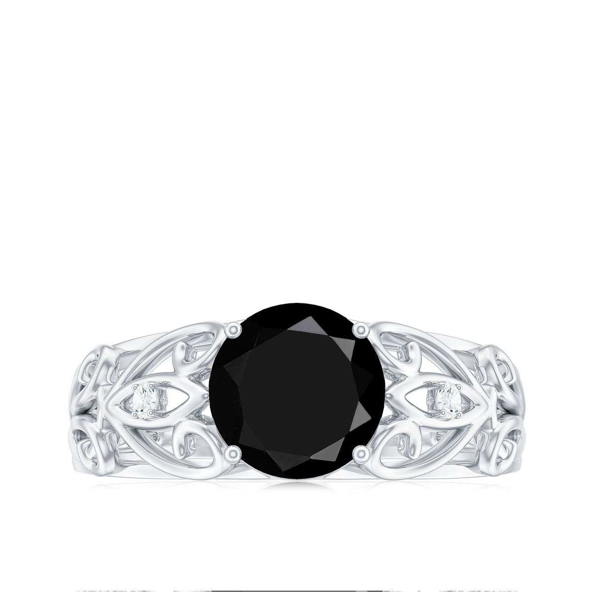 Vintage Inspired Black Onyx Filigree Engagement Ring