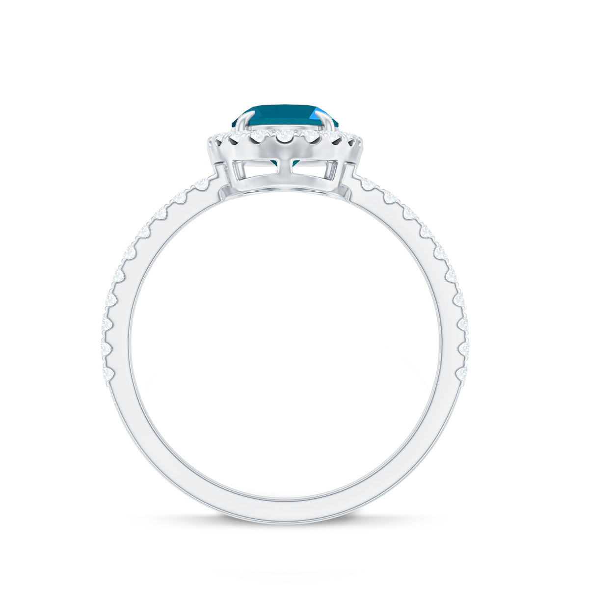Oval 1 Carat London Blue Topaz Halo Engagement Ring