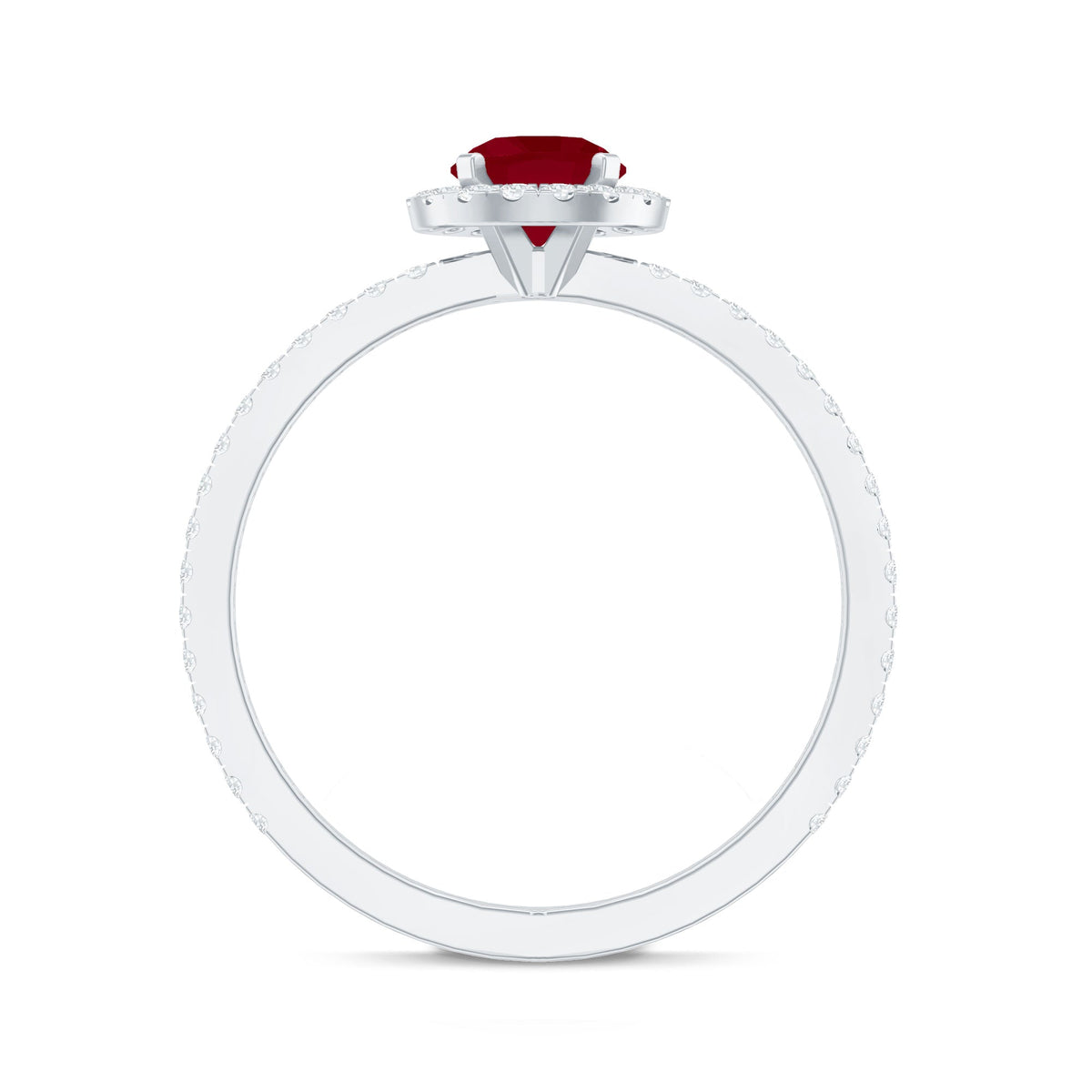 Minimal 0.6 Carat Ruby Engagement Ring with Diamond Halo