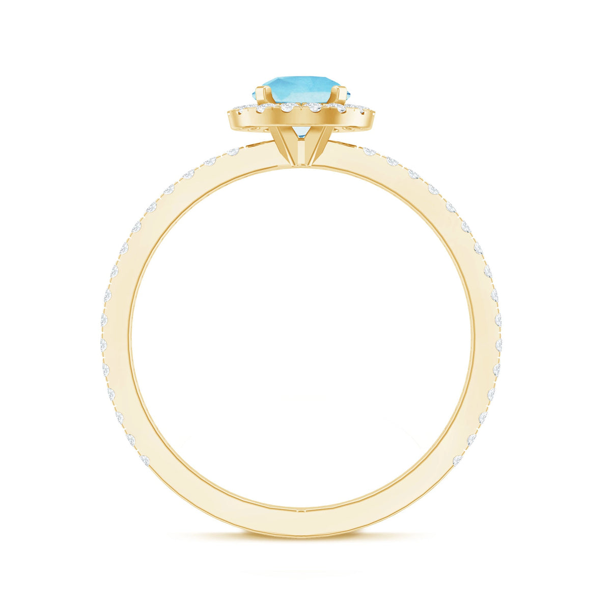 Genuine Blue Aquamarine Ring with Diamond Accent