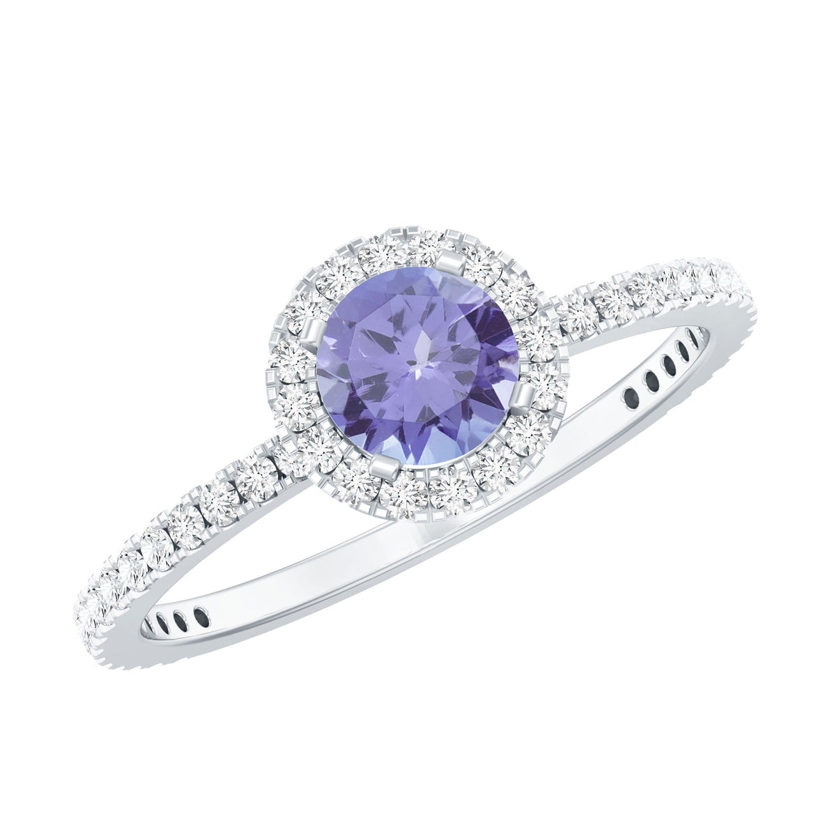 Womens Tanzanite Halo Ring with Diamond