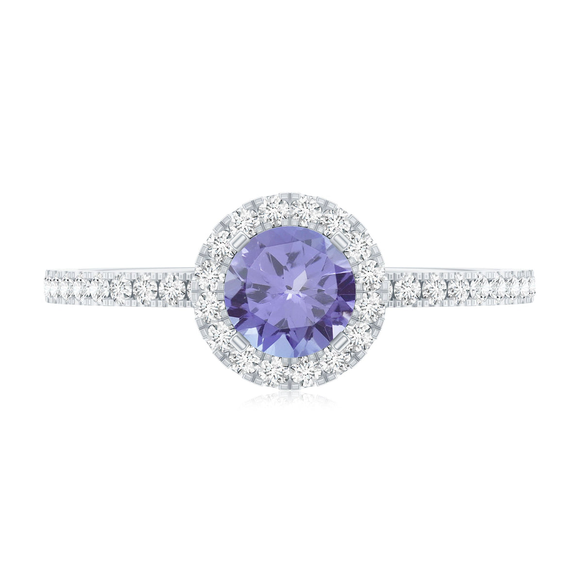 Womens Tanzanite Halo Ring with Diamond
